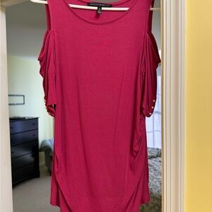 White House Black Market Fuchsia Cold Shoulder Blouse
